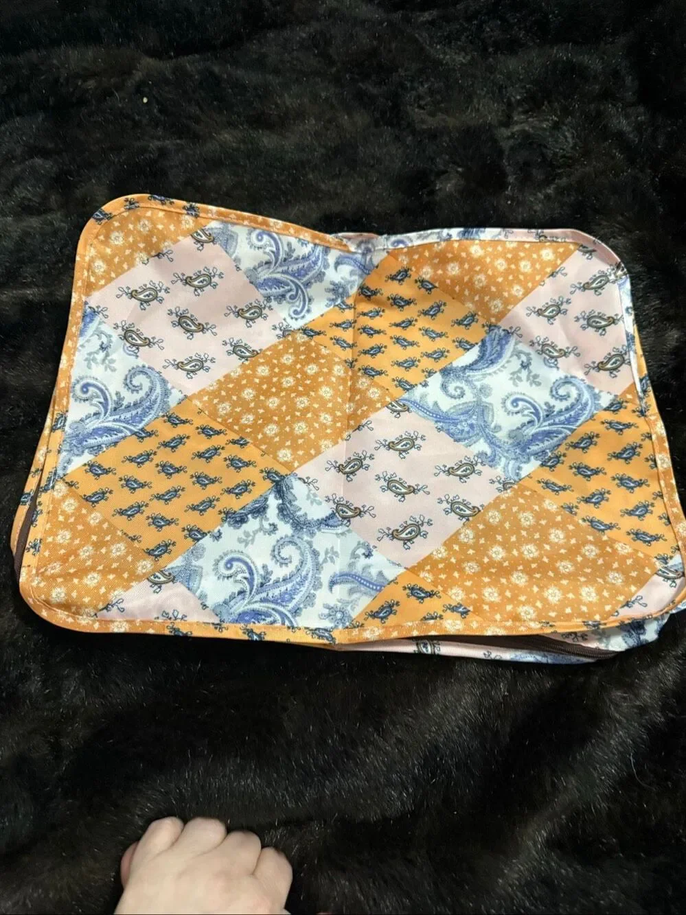 Free People Dustbag Sleeve Brown Camel Zipper Pouch Bag w/ Handle Travel Paisley